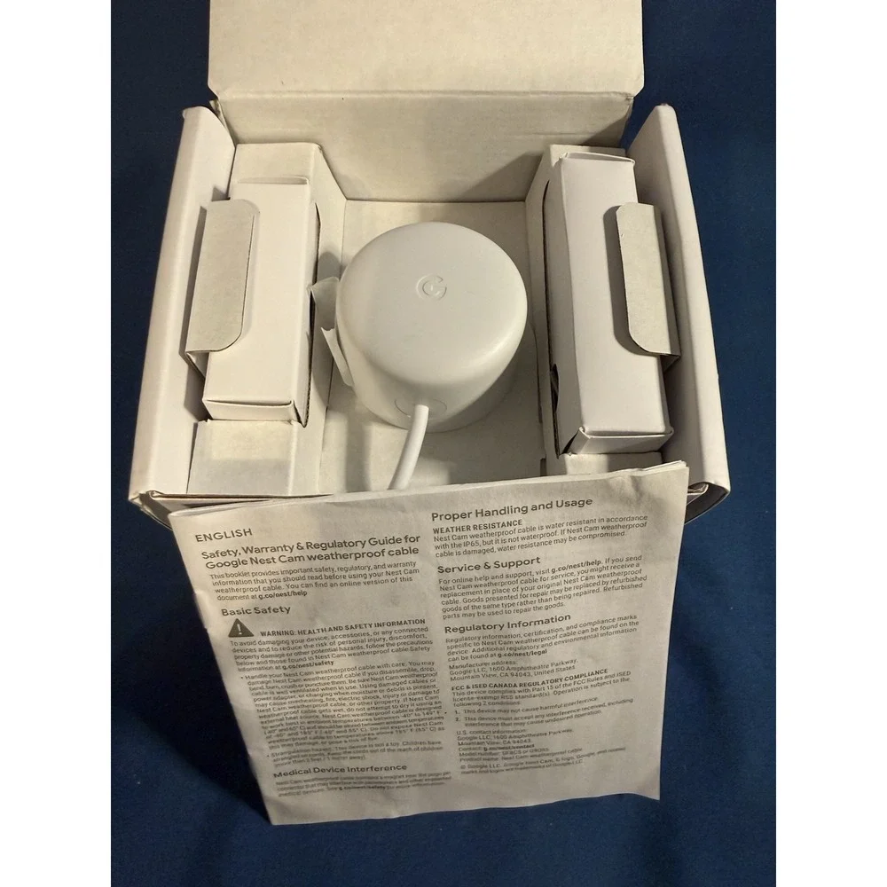 Google Nest Cam Weatherproof Cable - 10m / 33ft - Snow / White GA02278-US